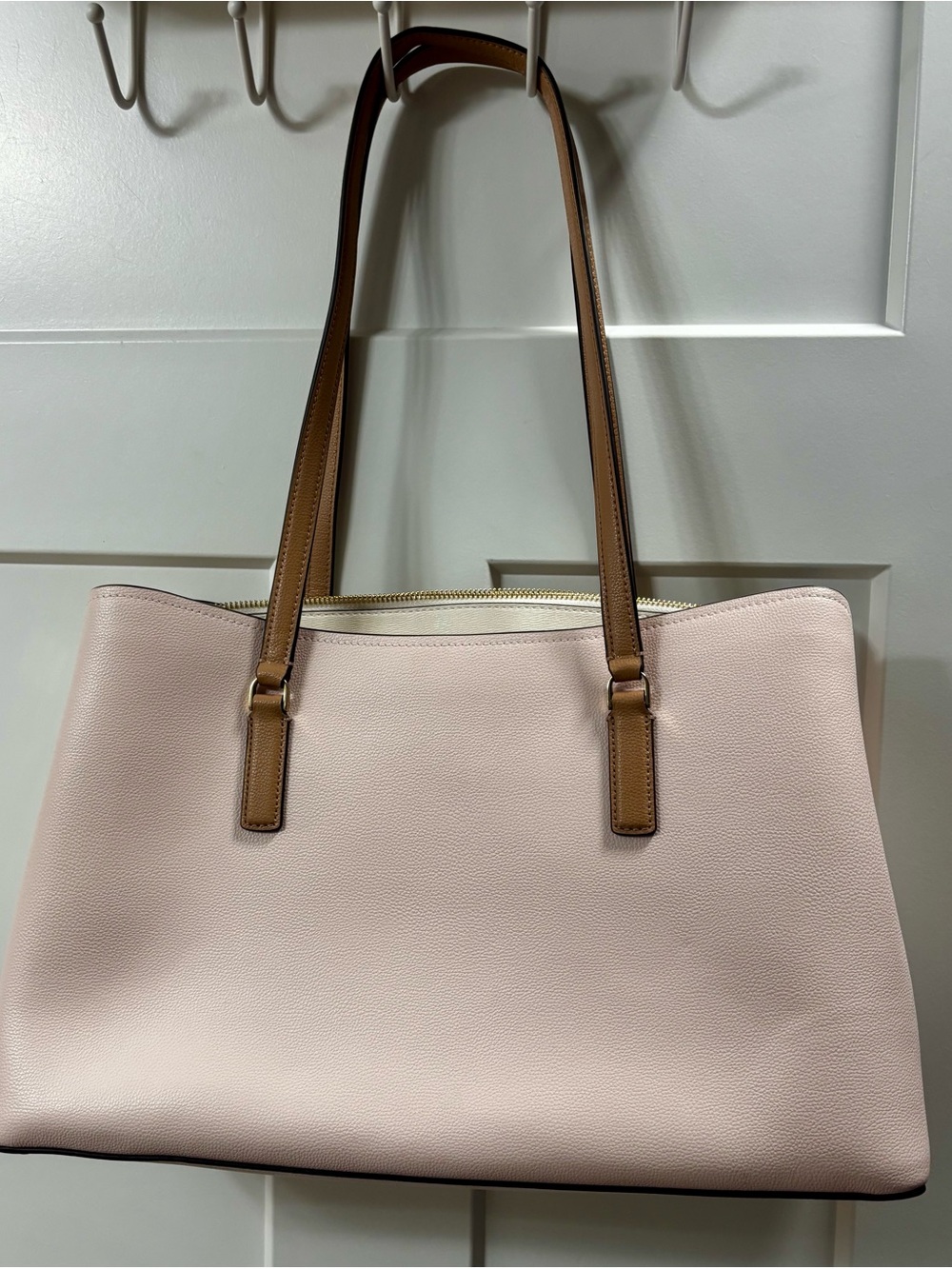 Women’s Tote Bag - Light Pink with Tan Straps
